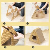 Triangle Foldable cat house Cardboard cat scratcher pet house Cat Scratching pad for large cats