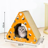 Triangle Foldable cat house Cardboard cat scratcher pet house Cat Scratching pad for large cats