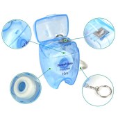 ISO Approved Mint Flavor Oral Hygiene 10m Tooth Shape Keychain box Flosser Dental Floss Pack of 7 colors