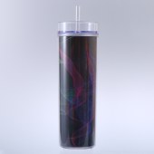 High-value double-layer plastic cup frosted rubber paint creative water cup 16OZ straight straw cup