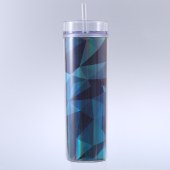 High-value double-layer plastic cup frosted rubber paint creative water cup 16OZ straight straw cup