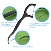 Biodegradable Bag Eco Bamboo Charcoal Tooth Care Stick Disposable Toothpick Ultra Fine Flosser Dental Floss Pick 50 pcs/bag