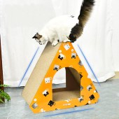 Triangle Foldable cat house Cardboard cat scratcher pet house Cat Scratching pad for large cats