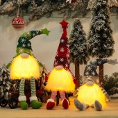 Handmade LED Light Nordic Dangle Leg Swedish Tomte Xmas Gnome Table Decor Plush Christmas Gnome Ornaments