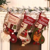 Christmas Stocking Santa Socks Festival Present Home Decoration Party Ornament For Children Gift Pet Products