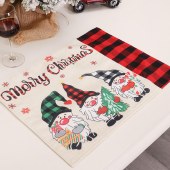 Christmas Holiday Supplies Christmas Dining Table Mat Linen Gnome Pattern Christmas Placemat