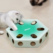 Cat Toys Busy Box Automatic Feather Pop Out Hide in Holes Box Toy Mice Whack-A-Mole Teaser Toy for Indoor Cats