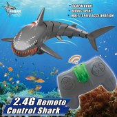 AiJH New Design Outdoor RC Boat Toys Simulation Waterproof 2.4G RC Shark Animal Toy Sale 40 Meters Remote Control Shark