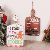 Christmas Gingerbread Man Wooden Plaque Ornament Christmas Decoration Wooden Biscuit Man Shop Welcome Pendant