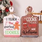 Christmas Gingerbread Man Wooden Plaque Ornament Christmas Decoration Wooden Biscuit Man Shop Welcome Pendant