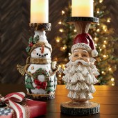 Santa Claus Candle Holder Snowman Home Living Room Tabletop Decoration Gift Resin Craft