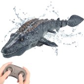 2.4G remote control dinosaur pool toys simulation RC Mosasaurus water toys one-key demo with spray water and light for kids