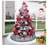 Christmas Tree Carpet Base Mat Decoration Christmas Tree Skirt Grey Christmas Tree Foot Cover Santa Claus Snowflake