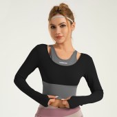 Running Training High Quality Long-sleeved Sports Bra Women's Padded Yoga Tank Top Athletic Workout Crop Top