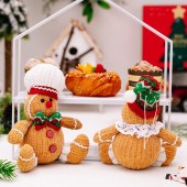 Christmas atmosphere decoration pendant yellow gingerbread figurine sitting posture figurine pendant spherical Christmas doll