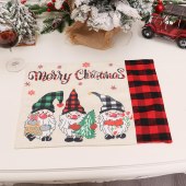 Christmas Holiday Supplies Christmas Dining Table Mat Linen Gnome Pattern Christmas Placemat