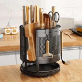 360 Degree Knife Holder Counter-top storage containers block organizer knife rack metal kitchen storage box