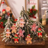 Christmas Wooden Gingerbread Man Ornaments Ginger Man Christmas Tree Hanging Decorations Gingerbread Figurines Pendant Present