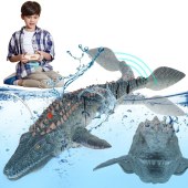 2.4G remote control dinosaur pool toys simulation RC Mosasaurus water toys one-key demo with spray water and light for kids