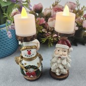 Santa Claus Candle Holder Snowman Home Living Room Tabletop Decoration Gift Resin Craft