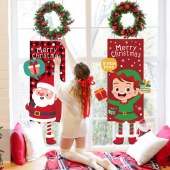 Flag Hanging Door Window Curtain Other Festival Decoration For Christmas Door Panel Covers Home Gift Wall Santa Claus