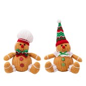 Christmas atmosphere decoration pendant yellow gingerbread figurine sitting posture figurine pendant spherical Christmas doll