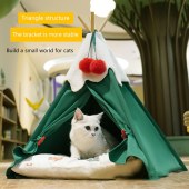 Christmas Tree Inspired Cotton Cat Teepee Bed | Spacious & Stable Triangular Structure Pet Tent | Warm Cozy Shelter with Soft Cushion for Cats | Pre-Assembled Holiday Themed Cat House for Deep Sleep