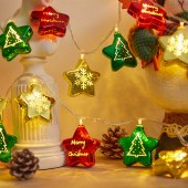 Hot sale Star Ball Shaped Decorative Hanging String Solar Light Pendant Christmas Tree Decoration Led Hanging Lights