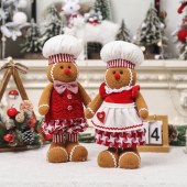 Christmas Decoration Creative Cute Chef Couple Gingerbread Man Scalable Doll Home Decoration Christmas Ornament