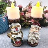 Santa Claus Candle Holder Snowman Home Living Room Tabletop Decoration Gift Resin Craft