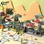 Kids Track Car Play Set Dinosaur Scene Ramp Climber with 8 Mini Car Tracking Toys