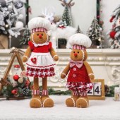 Christmas Decoration Creative Cute Chef Couple Gingerbread Man Scalable Doll Home Decoration Christmas Ornament