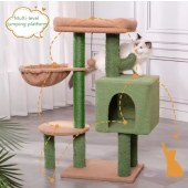 Cute Cat Tree Cactus Kitten Scratcher for Indoor Cats Sisal Scratch Post Small Green Cat Tower with Balls