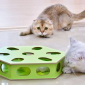 New Interactive Cat Toys Busy Box Automatic Feather Pop Out Hide in Holes Box Toy Mice Whack-A-Mole Teaser Toy for Indoor Cats