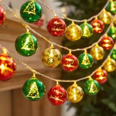 Hot sale Star Ball Shaped Decorative Hanging String Solar Light Pendant Christmas Tree Decoration Led Hanging Lights