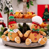 Christmas atmosphere decoration pendant yellow gingerbread figurine sitting posture figurine pendant spherical Christmas doll