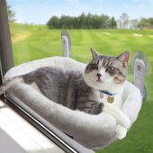 Foldable Cat Hammock with Suction Cups Machine Washable Plush Cat and Dog Bed Winter Warming Cat Bed