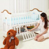 Luxury baby crib bed muti-functional rocking baby bed with big storage