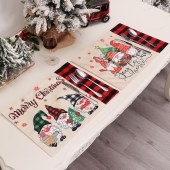 Christmas Holiday Supplies Christmas Dining Table Mat Linen Gnome Pattern Christmas Placemat