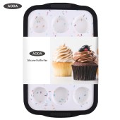 Bakeware 12 Cups Silicone Nonstick Round Muffin Pan Baking Tray Mousse Cake Mould