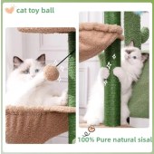 Cute Cat Tree Cactus Kitten Scratcher for Indoor Cats Sisal Scratch Post Small Green Cat Tower with Balls