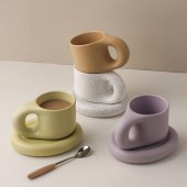 BHM- Manufacture Ceramic Espresso Mugs Coffee Cups Original Handmade double layers Mug Coffee Cup with Tray Ceramic Mug