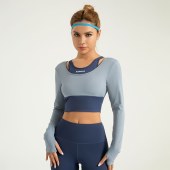 Running Training High Quality Long-sleeved Sports Bra Women's Padded Yoga Tank Top Athletic Workout Crop Top