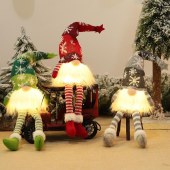 Handmade LED Light Nordic Dangle Leg Swedish Tomte Xmas Gnome Table Decor Plush Christmas Gnome Ornaments