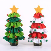 Christmas Decoration For Gift Party Champagne Wine Bottle Cover Cap Drawstring Bag Festival Dinner Ornaments Prop