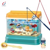 Children's Fishing Toy Simulation Electric Fish Tank Fish Rod Kids Educational Toy wtih Music & Light