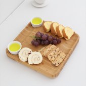 Environmental Bamboo Cheese Board and Knife Set Large deli Board and Cheese Plate - Premium restaurant knife and fork plate set