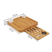 Environmental Bamboo Cheese Board and Knife Set Large deli Board and Cheese Plate - Premium restaurant knife and fork plate set