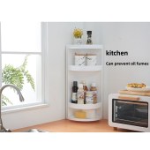 3-Tier Rotating Triangular Storage Rack in Bathroom Dust proof and Waterproof Storage Cabinet in Kitchen and Bathroom