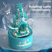 Princess castle building blocks creative toy assembly music box model set pink blue